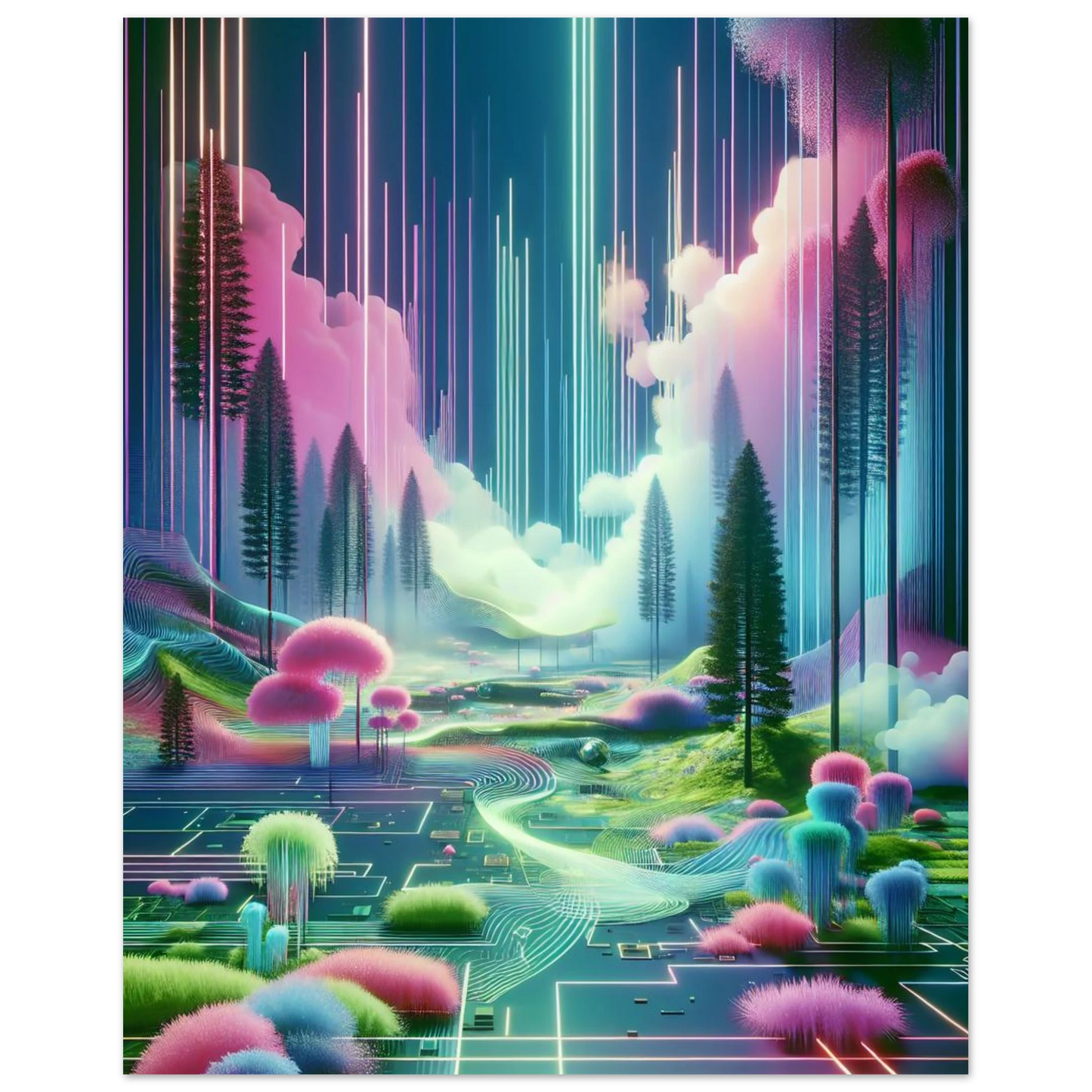 Affiche Vakiart : Forêt Néon maquette