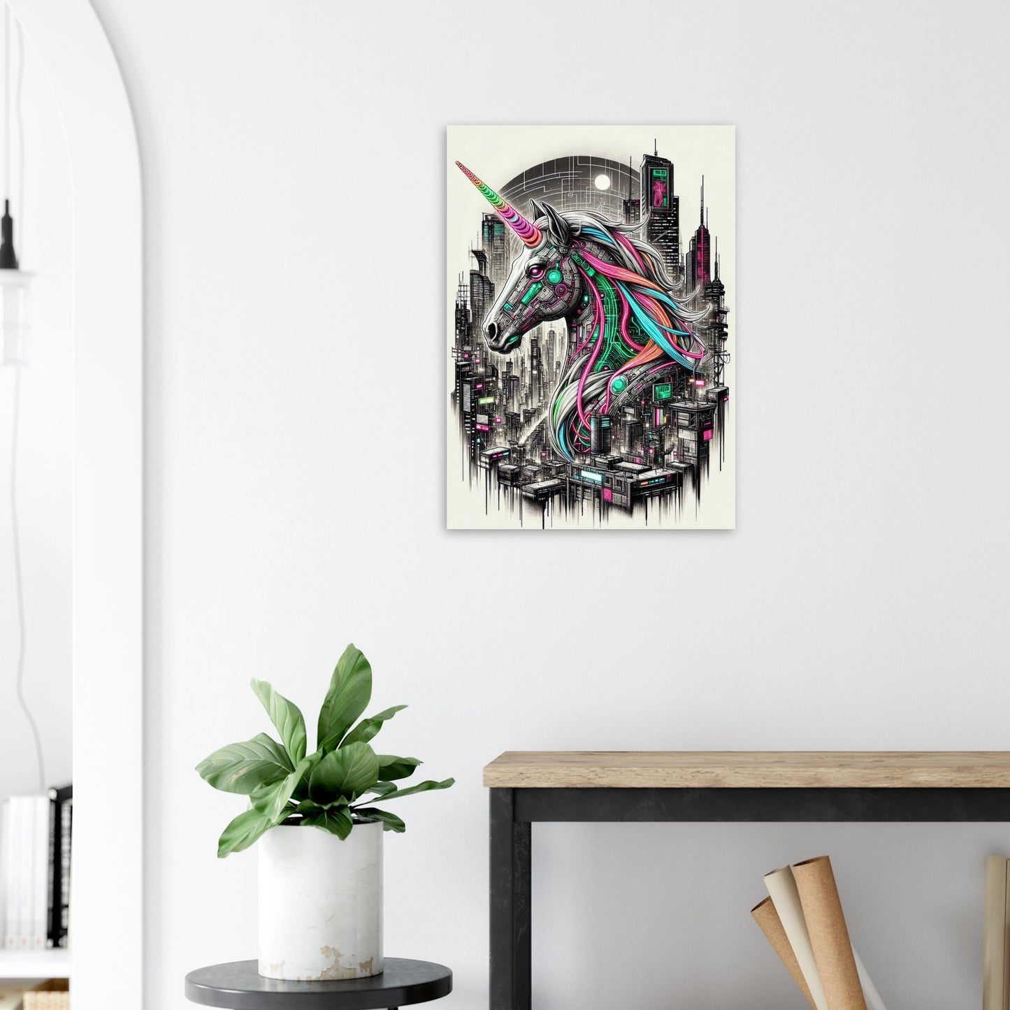 Affiche Licorne Futuriste