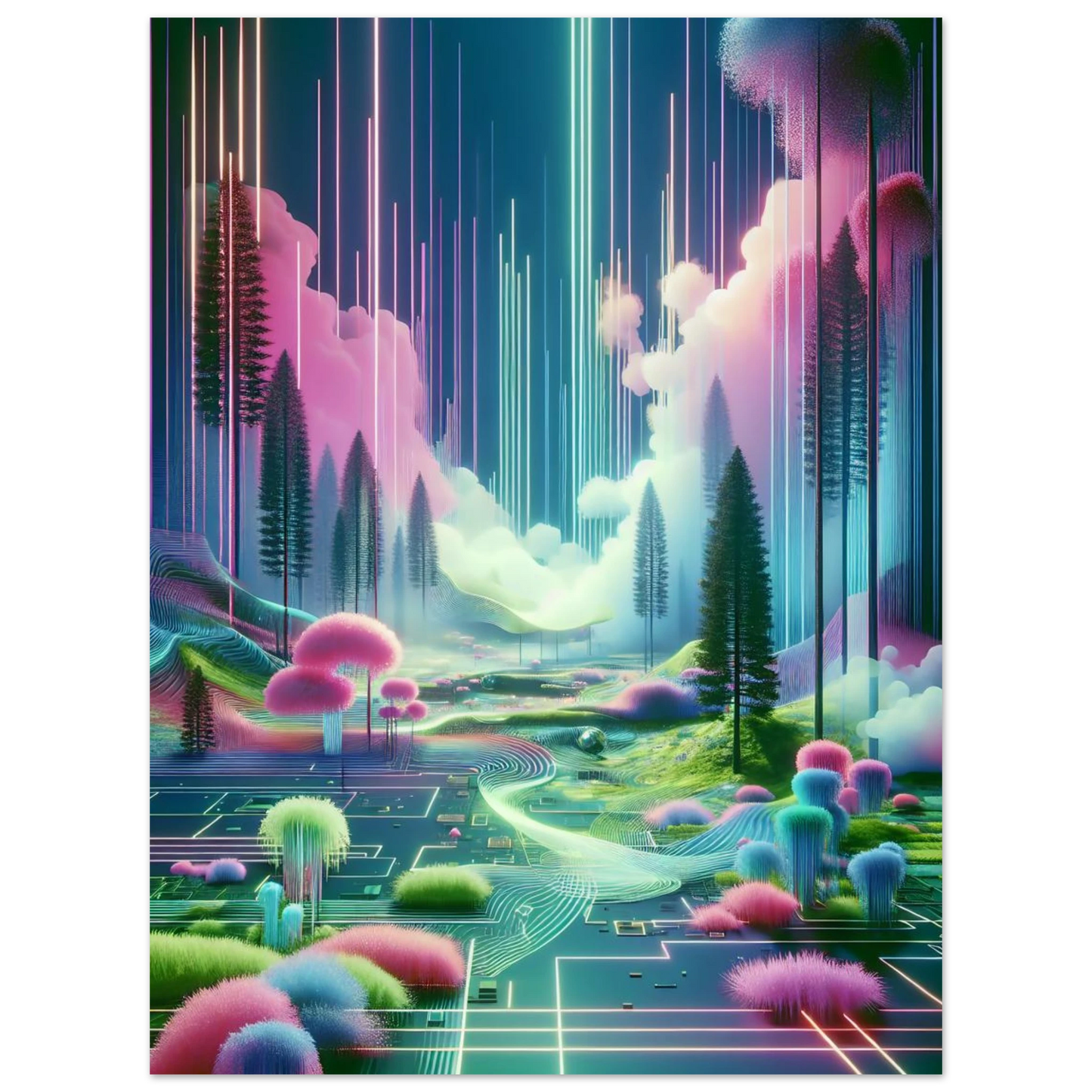 Affiche Vakiart : Forêt Néon maquette