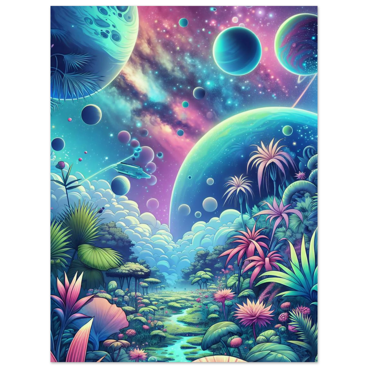 Affiche Vakiart : Jungle Cosmique maquette