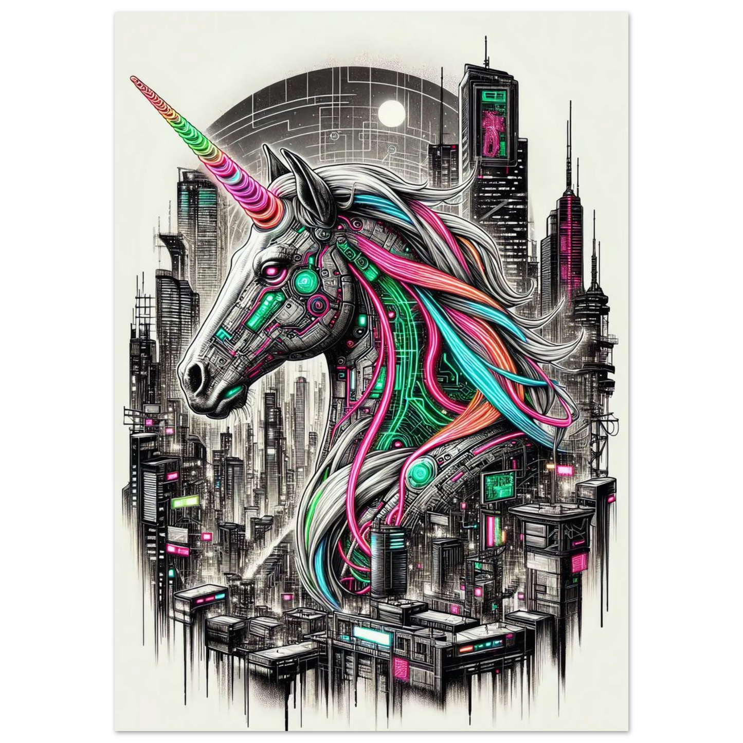 Poster Licorne Futuriste maquette