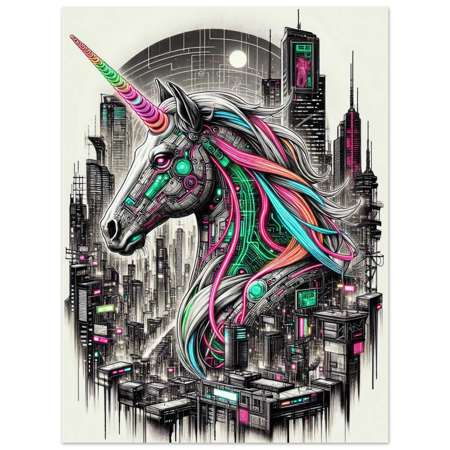 Poster Licorne Futuriste