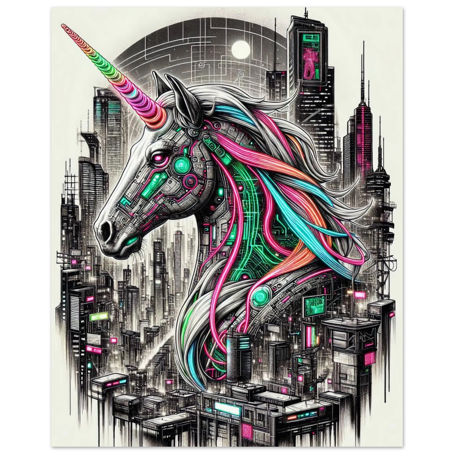 Affiche Licorne Futuriste maquette