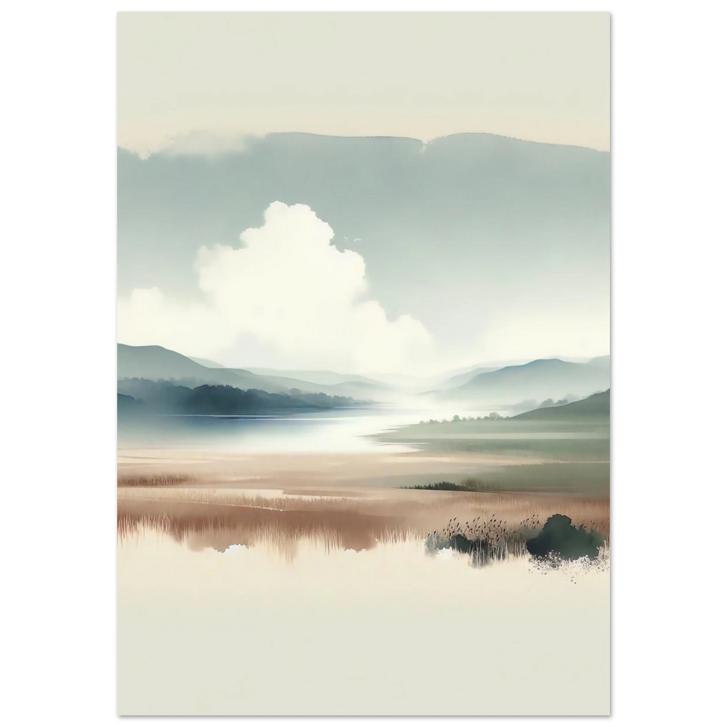 Affiche Vakiart : Tranquillité aquarellée maquette