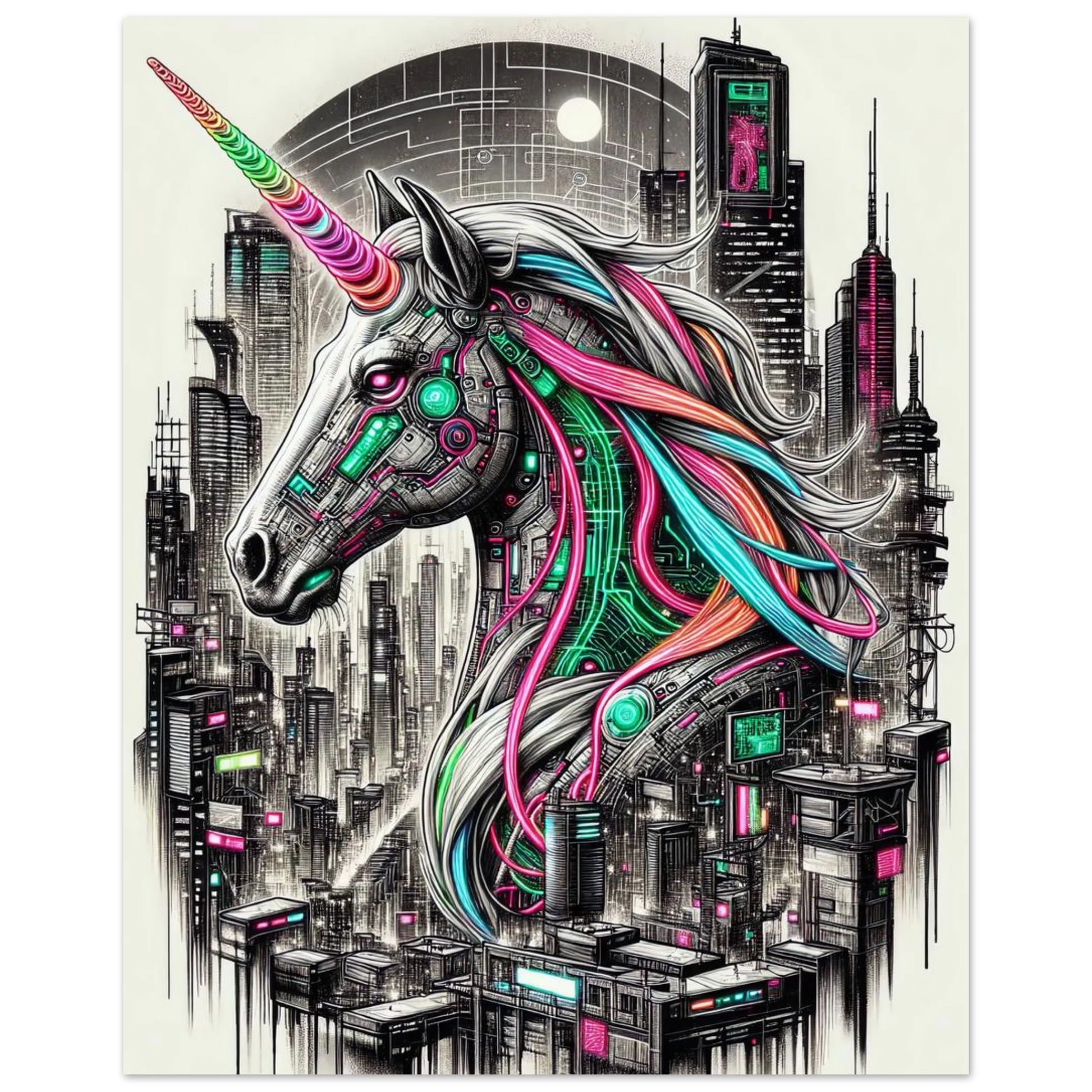 Affiche Licorne Futuriste maquette